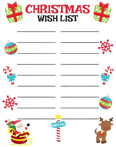 Free Christmas Wish List Printable