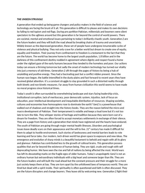 Acknowledgements of the Unseen Struggle