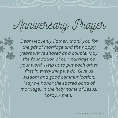 Anniversary Prayers for Continued Blessings and Strength