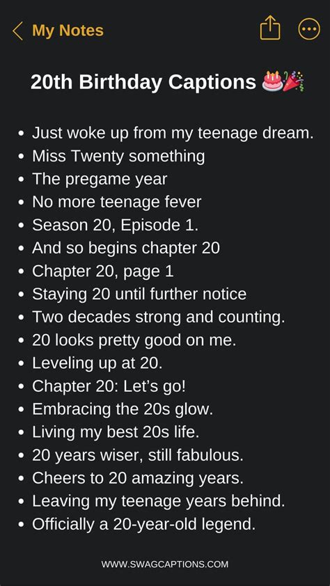 Catchy Captions & Short Wishes for a 20th Birthday Post