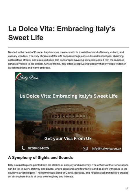 Embracing "La Dolce Vita" (The Sweet Life)