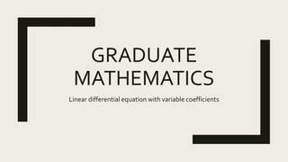 For the Graduate Who Solved the Equation