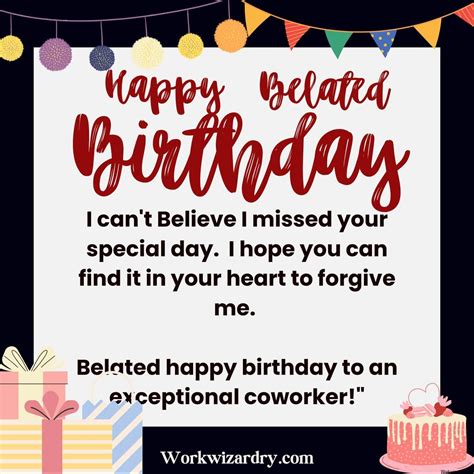 For the Professional Sphere: Belated Wishes for a Colleague or Boss