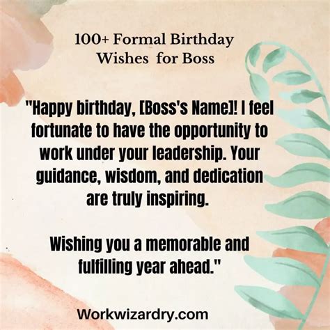 Formal & Professional Wishes for a Boss or Senior Colleague
