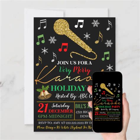 Get Ready to Rock the Mic: Christmas Karaoke Party Invitations