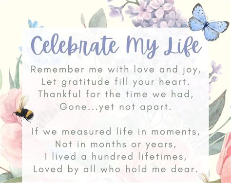 Guidance on How to Remember and Celebrate My Life