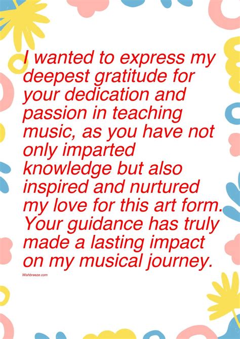Heartfelt Thanks for a Wonderful Music Teacher