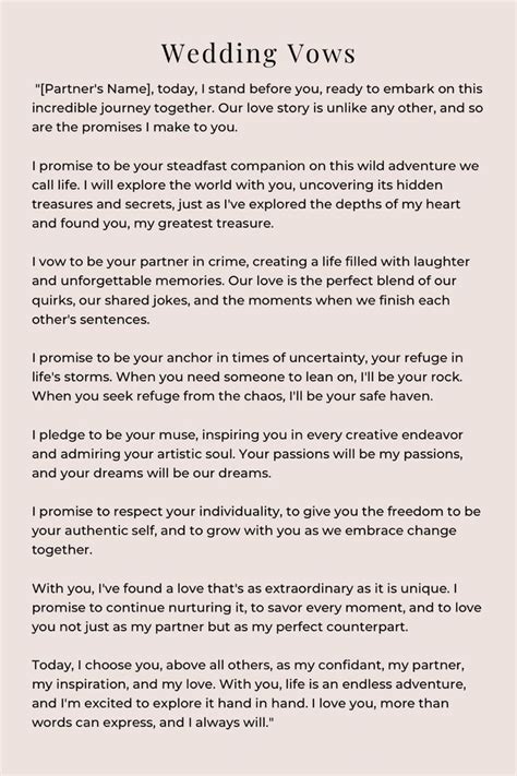 Heartfelt Vows for Your One & Only