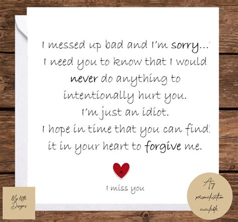 "I Messed Up & I Miss You" Messages