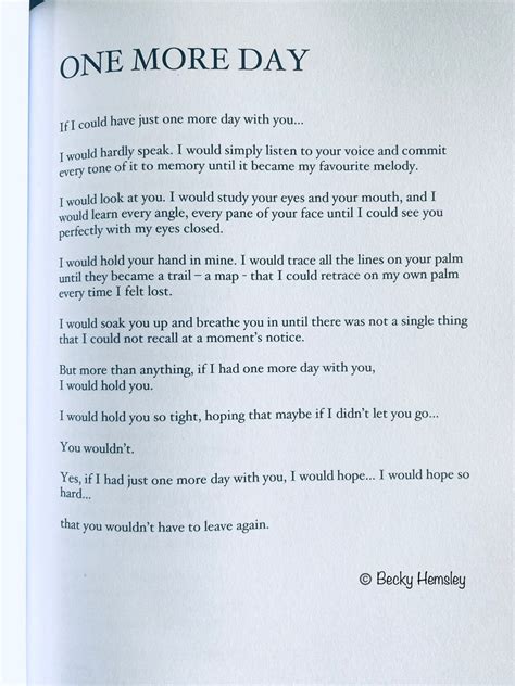 "Just For One More Day": Messages of Deep Longing
