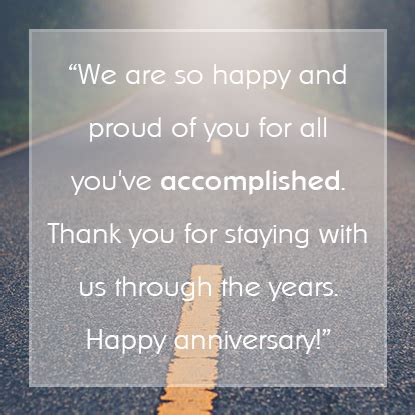 Messages of Gratitude for Years of Service