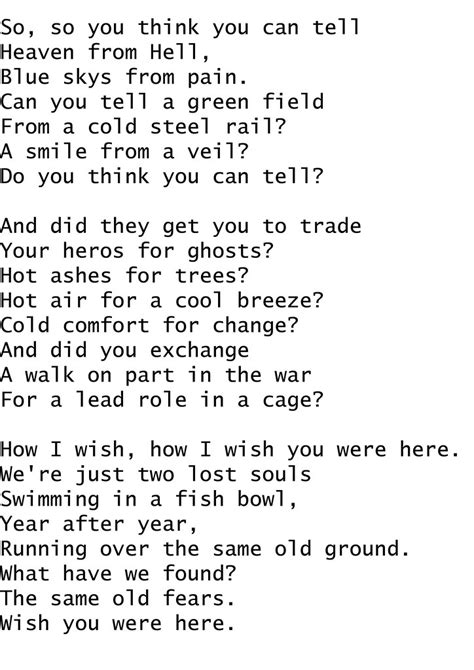 Messages Straight from the "Wish You Were Here" Lyrics