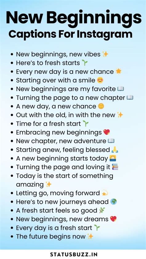 Short & Sharp Captions for a New Beginning