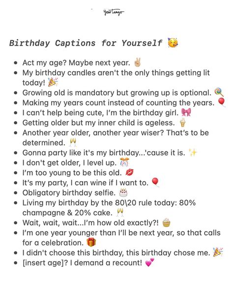 Short & Sweet Captions for Your Birthday Self-Post