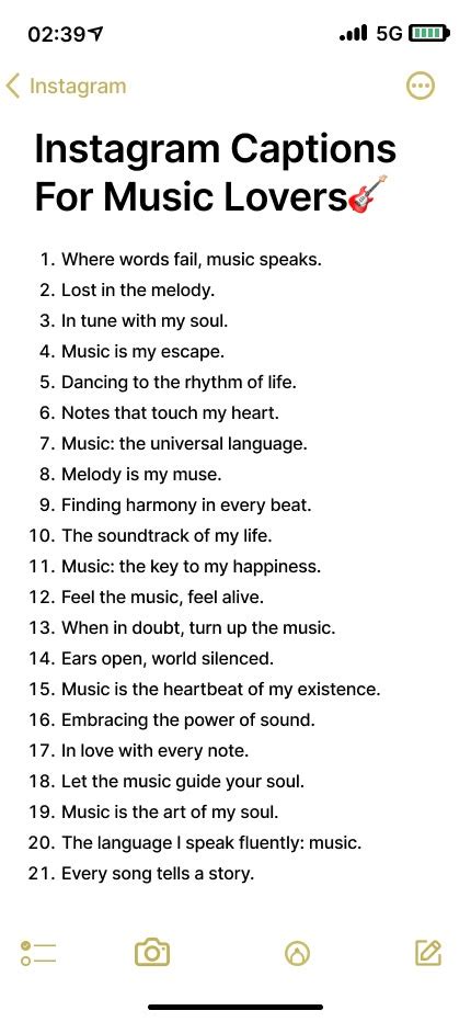 Short & Sweet Musical Notes: Texts & Social Media Captions
