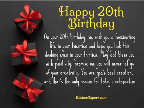 Short & Sweet: Perfect for a 20th Birthday Text or Caption