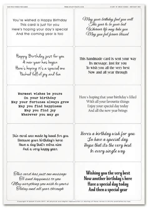 Short & Sweet Sentiments for a Birthday Card