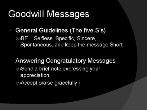 Simple & Sincere Messages of General Goodwill