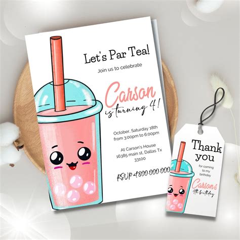 Sweet Invitations for a Boba Run