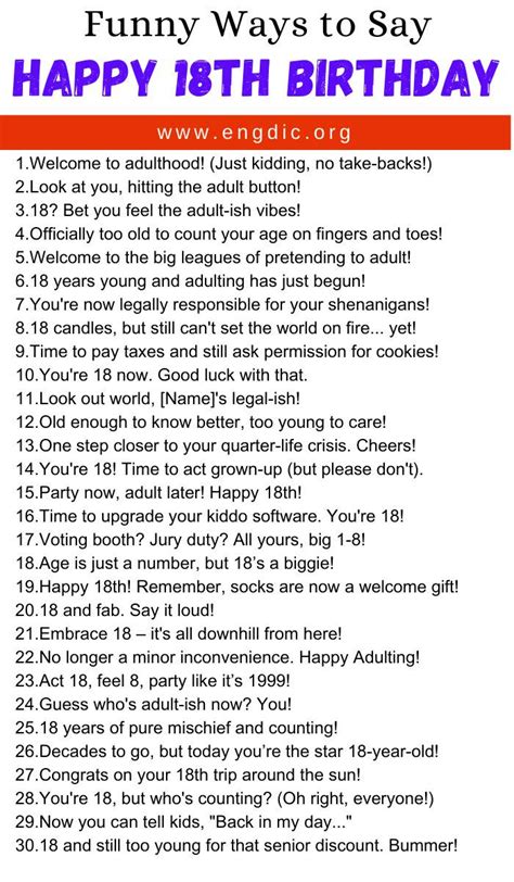 The 'Have Fun Adulting' Collection: Funny & Lighthearted 18th Birthday Wishes