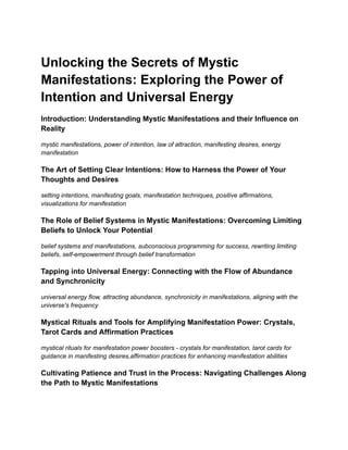 The Mystic's Path: Tapping into Universal Energy