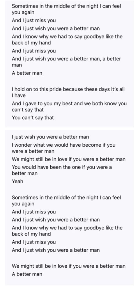 Finding the Words: 50+ Messages for When a Song Says It Best: 'I Wish You Were a Better Man'
