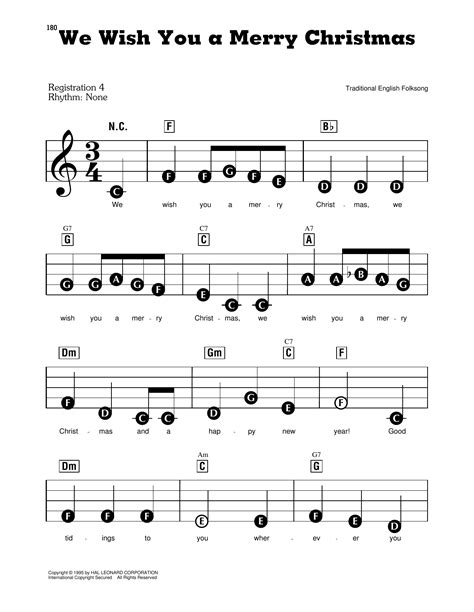 We Wish You A Merry Christmas Piano Notes