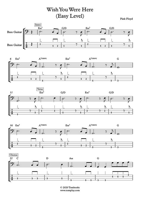 Wish You Were Here Bass Tab