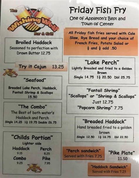 Wishing Well Appleton Menu