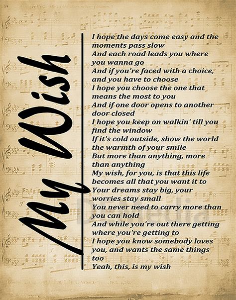 Words to "My Wish" by Rascal Flatts: The Perfect Messages for Graduates, Birthdays, and Beyond